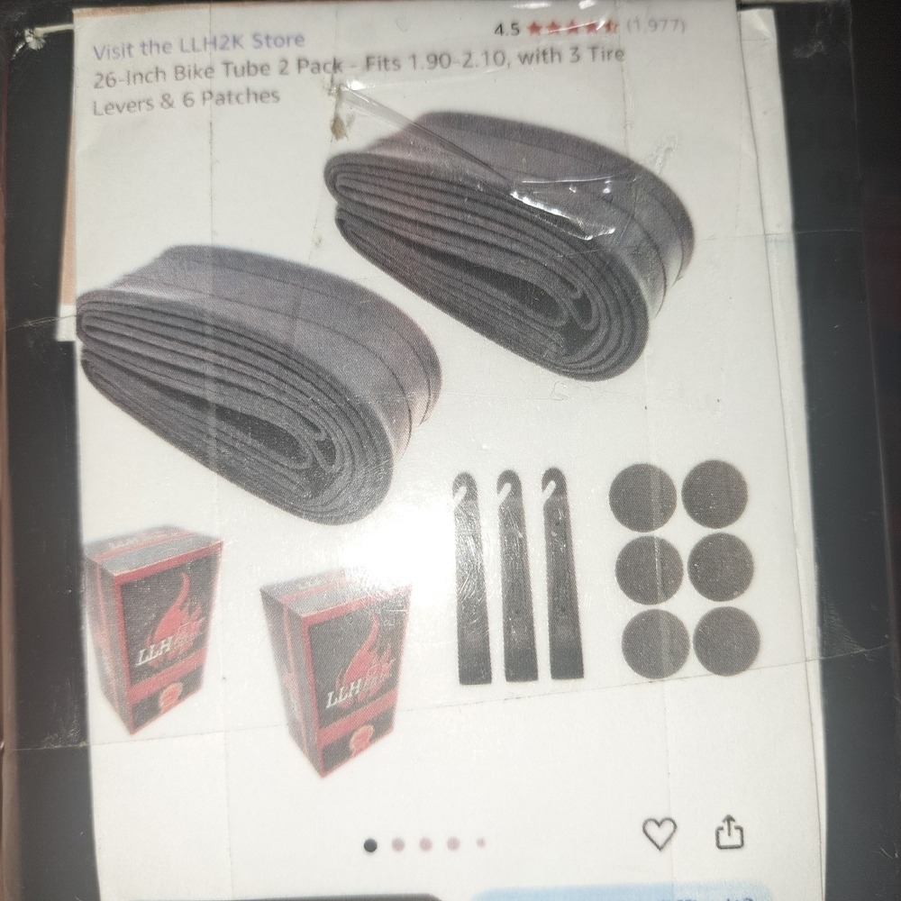 LLH2K 26-Inch‎ Bike Tube 2 Pack with Levers & Patches